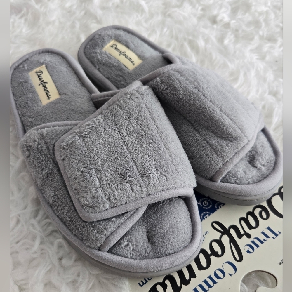 Dearfoams Women's Mickey Terry Adjustable Slide House Slipper. colorsleet. - Picture 2 of 7